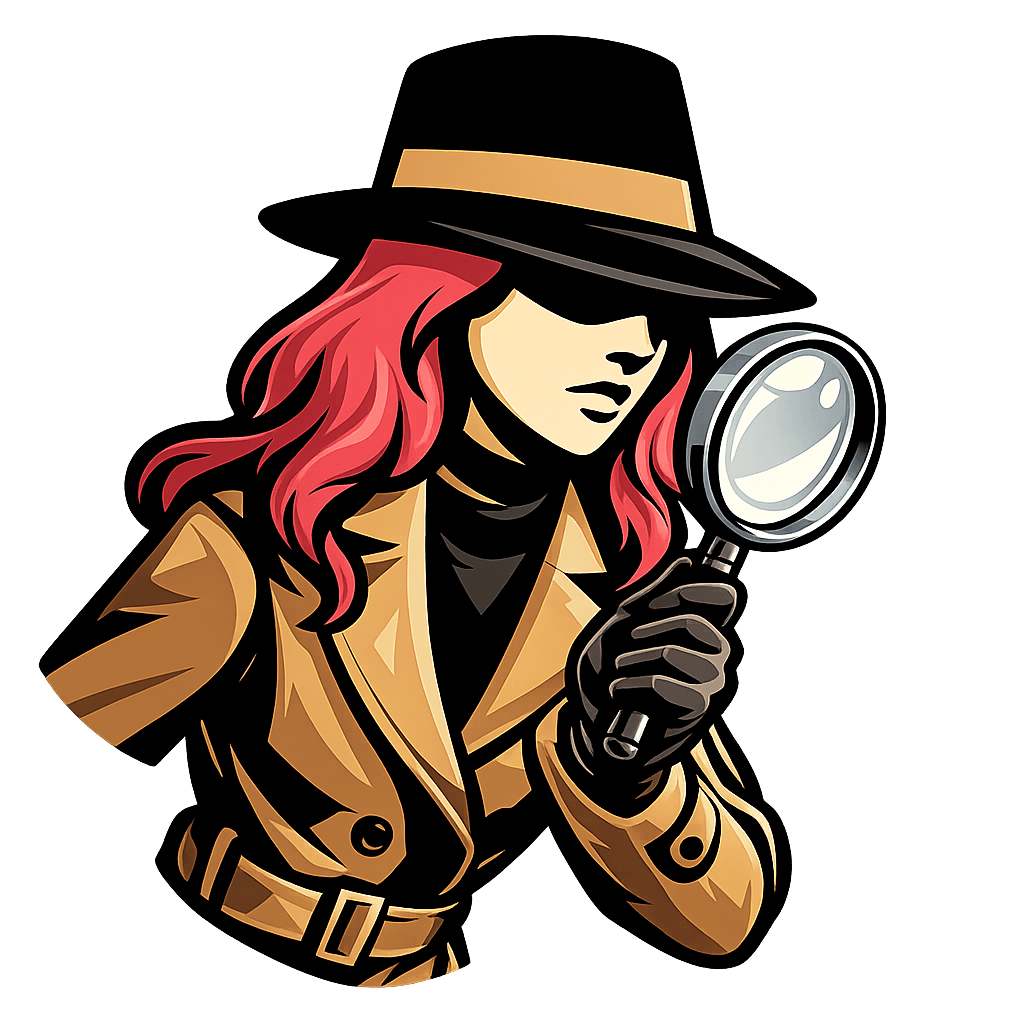 Detective searching with a magnifying glass